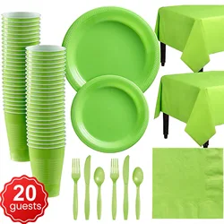Single color party set disposable plastic plates and cups birthday party decoration for 20 people