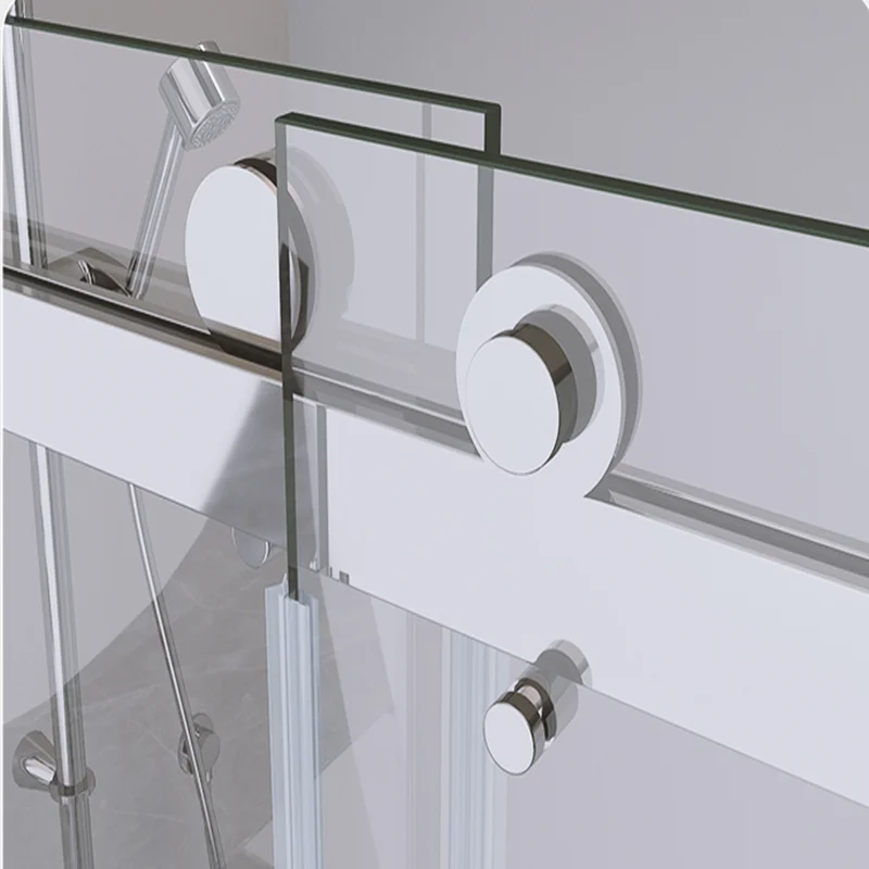 Adjustable Track Tempered Glass Frameless Sliding Shower Door Bathroom