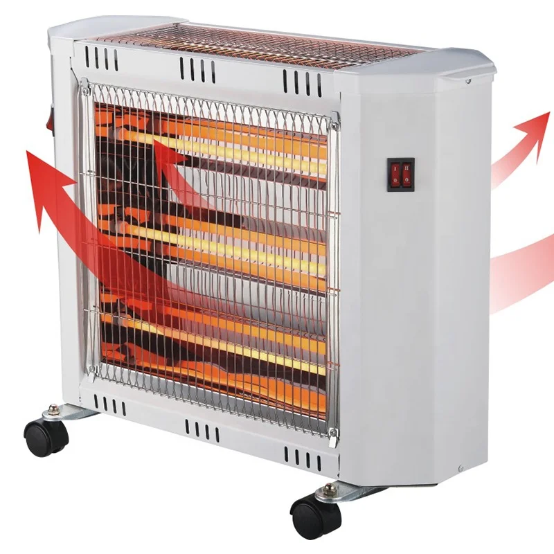Горячая Распродажа классический дизайн 3 лица комнатный кварцевый тубус электрический обогреватель с роликами