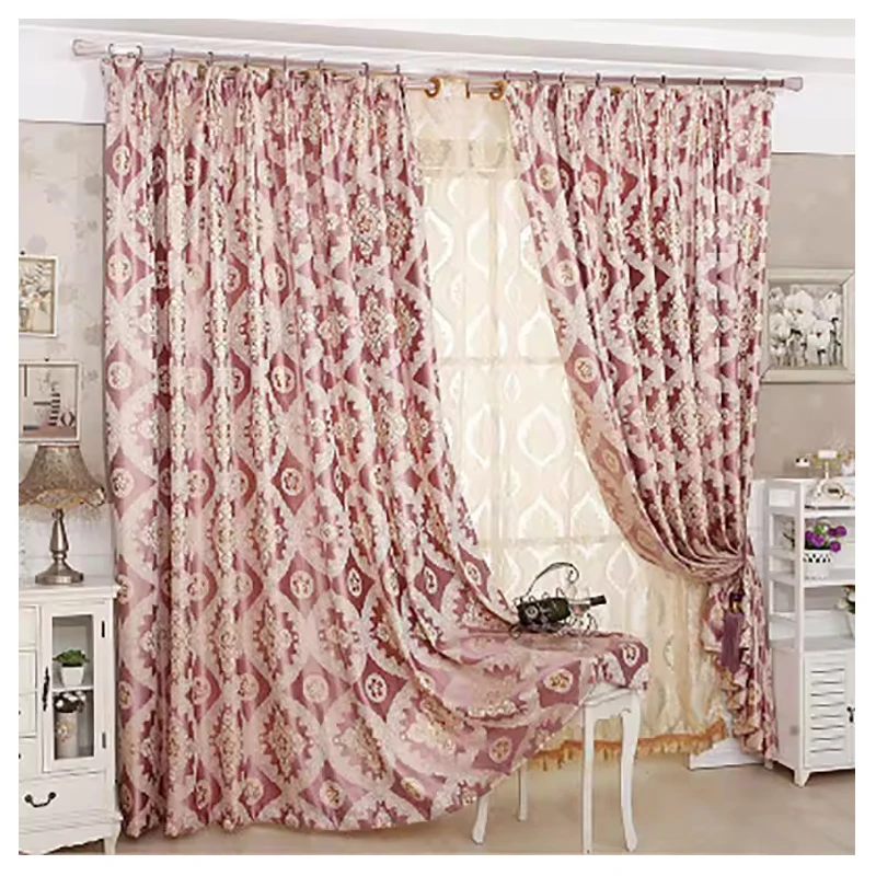 Classic textile blackout fabric jacquard design curtain embroidered sheer curtains for living room