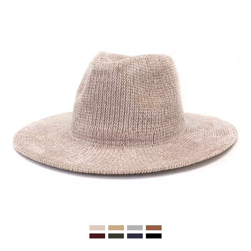2023 Manufacturer new Style Fadora Hat Wide Brim chenille Custom logo Fedora Hat for Women man Felt Fadora Hat