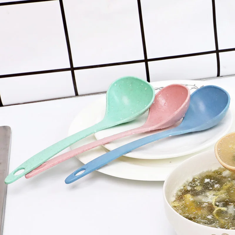 Wheat straw soup spoon household long handle porridge spoon kitchen plastic kitchen utensils thickened large porridge spoon