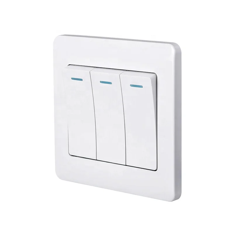 3 gang 2 way light switch for home white panel standard electrical wall switch