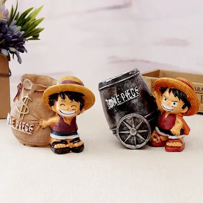 Wholesale Japanese Anime Cartoon One Piece Luffy Creative Student Pen Holder Birthday Gift Office Desktop Gift Decoration