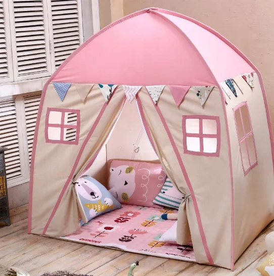 Factory Large Kids Teepee Tent Portable Children Play Tent for Boys Indoor Outdoor Use Fort with Carrying Case Black