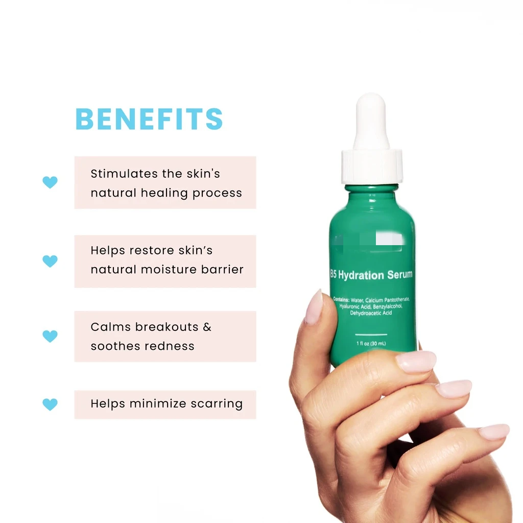Private Label Beauty Skincare Vitamin B5 + Hyaluronic Acid Serum Moisturizing Face Essence Oil Control Acne Treatment