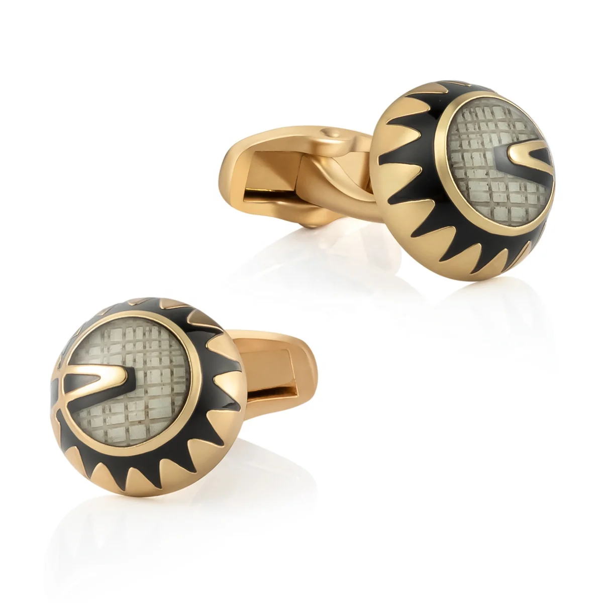  Yiwu Factory hot sale cheap designer round gold color shirt cuff links for