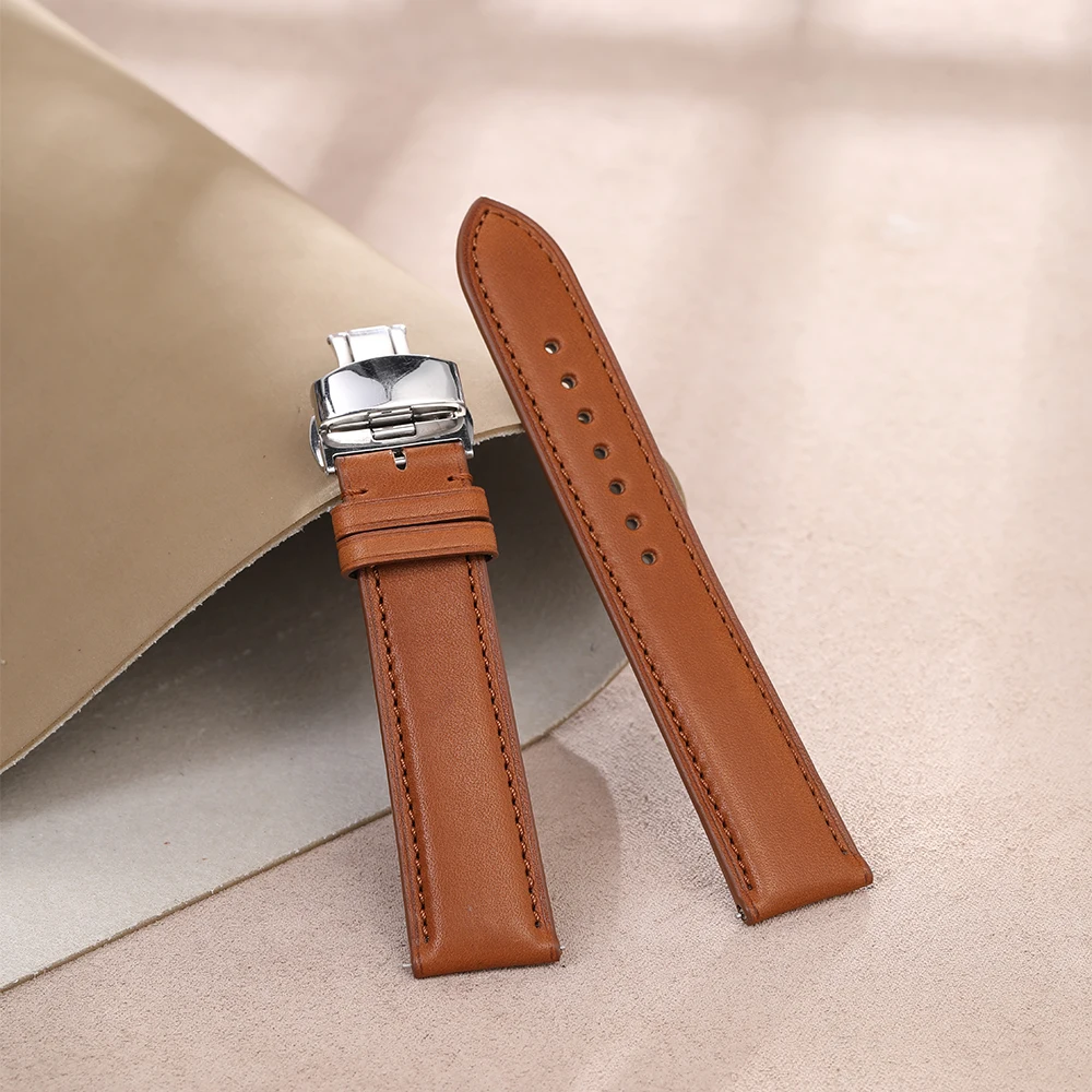 French NOVONAPPA Handmade Luxury Leather Watch Band Strap Men Women Engraved Logo Watch Leather Band