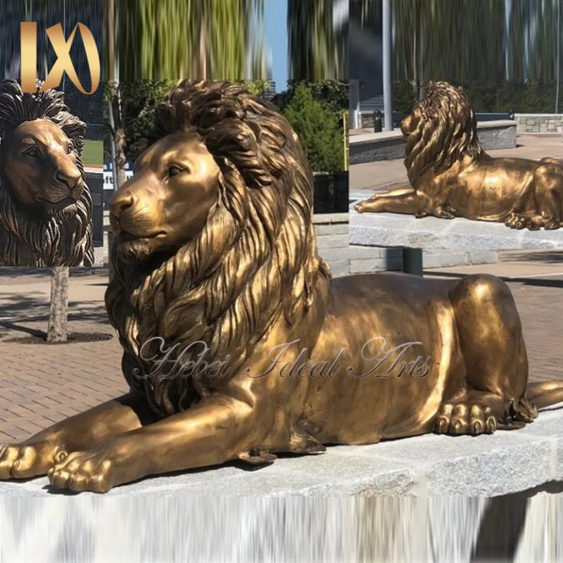 Ideal Arts gold lion statue life size brass statue of lion statues for sale