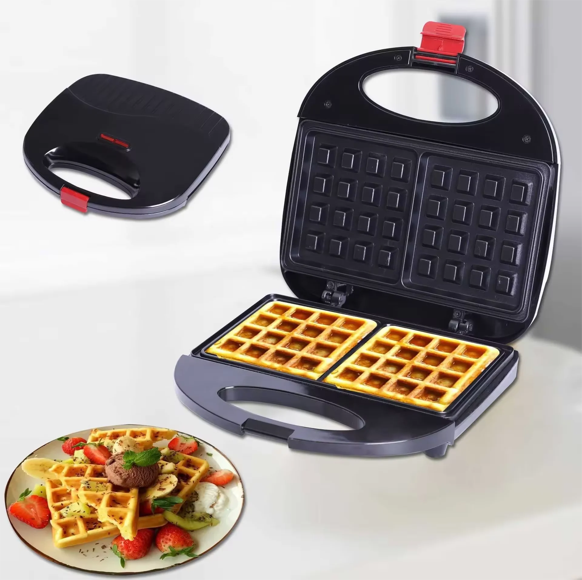 Portable Waffle Maker Commercial Electric Sandwich Panini Makers Auto Control Temperature Electric Breakfast Sandwich Maker