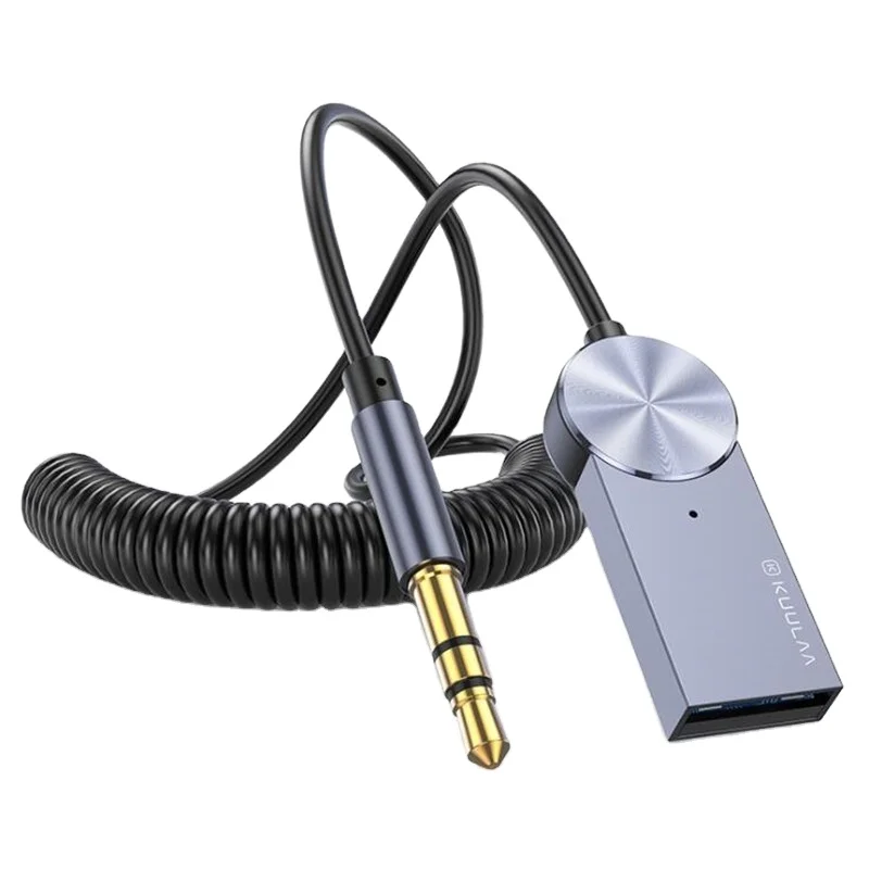 Aluminum alloy hands free car Bt receiver multi function aux car Bt 5.0 receiver mp3