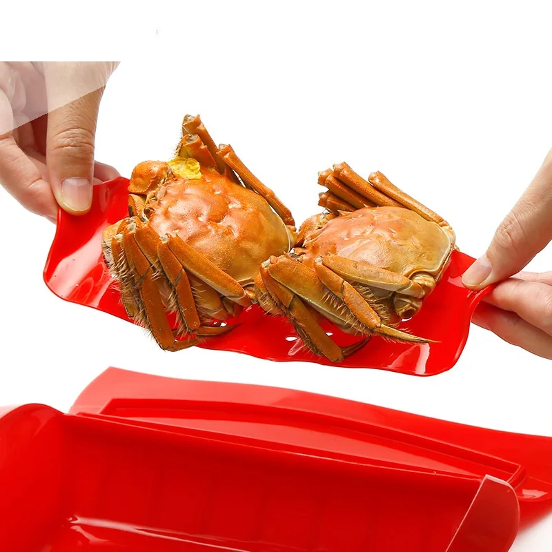 Creative Portable Kitchen Gadget Tool Steaming Container Cooker Box Silicone Fish Bowl Microwave Food Dumpling Cooking Steamer