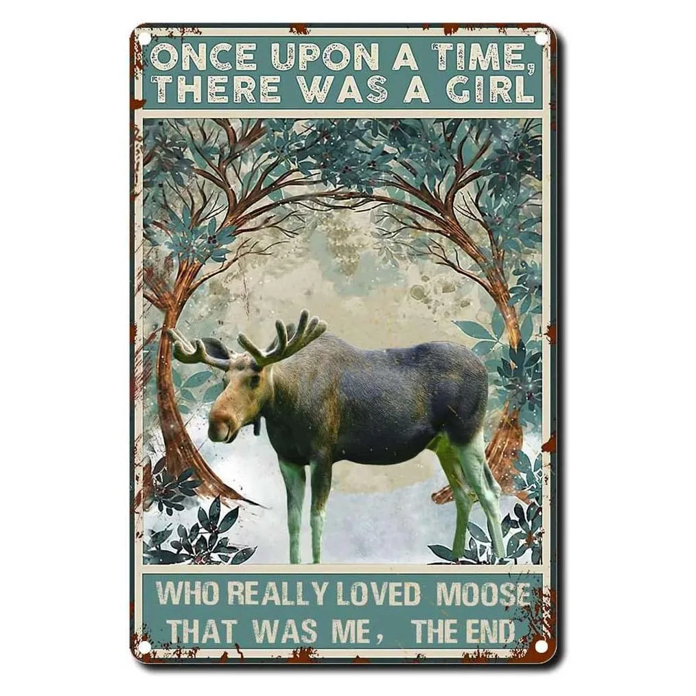 Moose Metal Tin Signs Garage Wall Decoration Vintage Metal Poster Car Motorcycle Power Tools Retro Metal Stickers Outdoor Signs