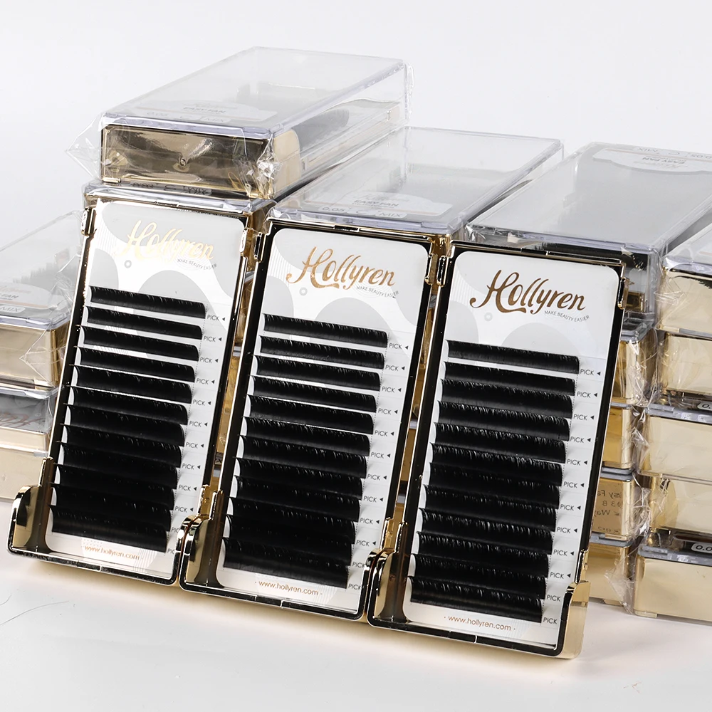 Custom Easy Fan Eyelash Extentions Matte Private Label Easy Fanning Volume Eyelash Cilios Easy Fan