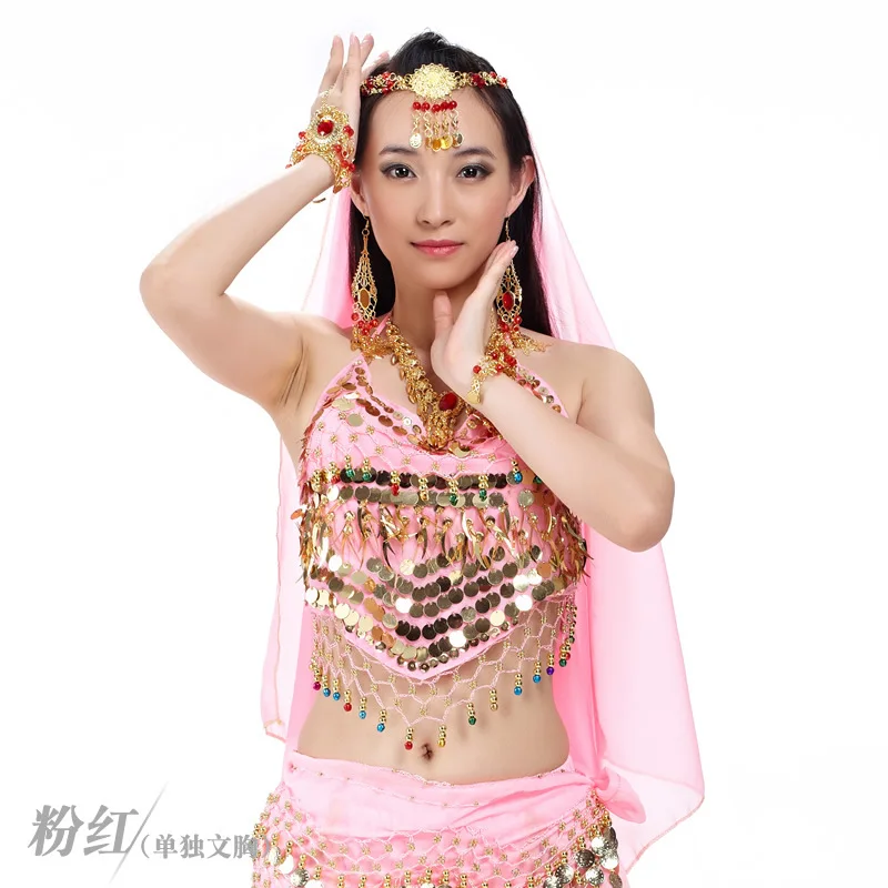 dpw299  Festival Carnival Costume Solid Bandage Leather Samba Belly Dancing Crop Top Sexy Sequin Tassel Bralette Bra