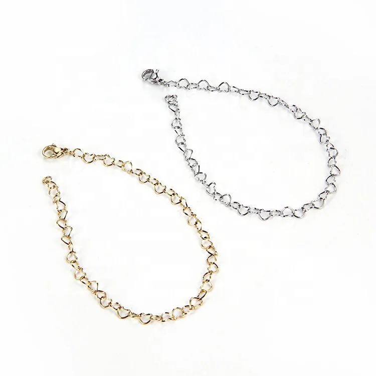 Fine Jewelry Gold Plated Adjustable Love Link Heart Chain Link Bracelet For Women