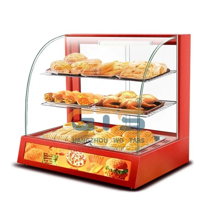 Painted Metal Curved Glass Warming Showcase Commercial Kitchen Cooking Equipment Restaurant