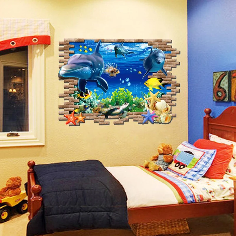 Remove large 3d dolphin window stickers for kids
