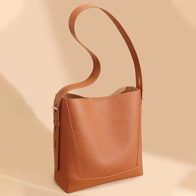 Custom wholesale 2024 new design vintage large capacity Genuine Leather bags women handbags ladies Shoulder Tote bucket bag