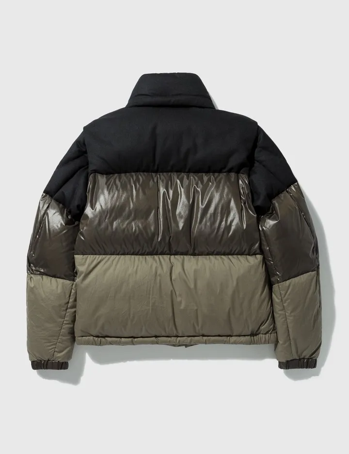 2022 Wholesale patchwork men down padded parka puffer jackets army green custom detachable sleeve winter bubble coats