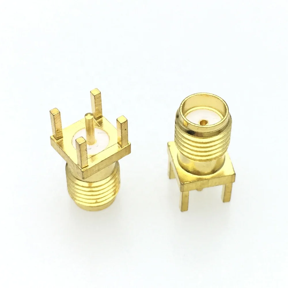 SMA-Female Jack Solder Nut Edge PCB Clip Straight Mount Gold Plated RF Connector Receptacle Solder