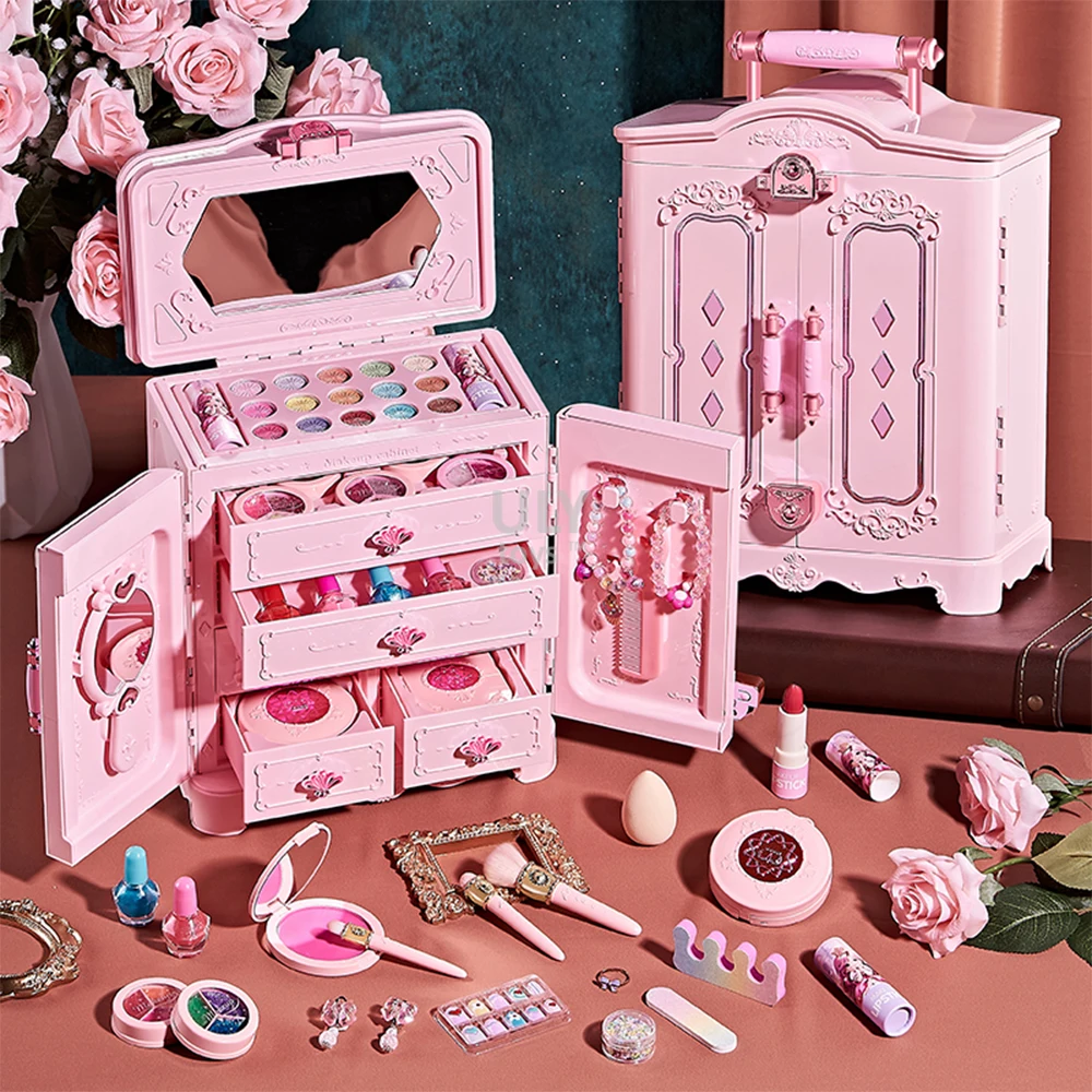 Princess wardrobe versatile makeup box  kids makeup kit cosmetics children gift toy girls make up set kids cosmetics