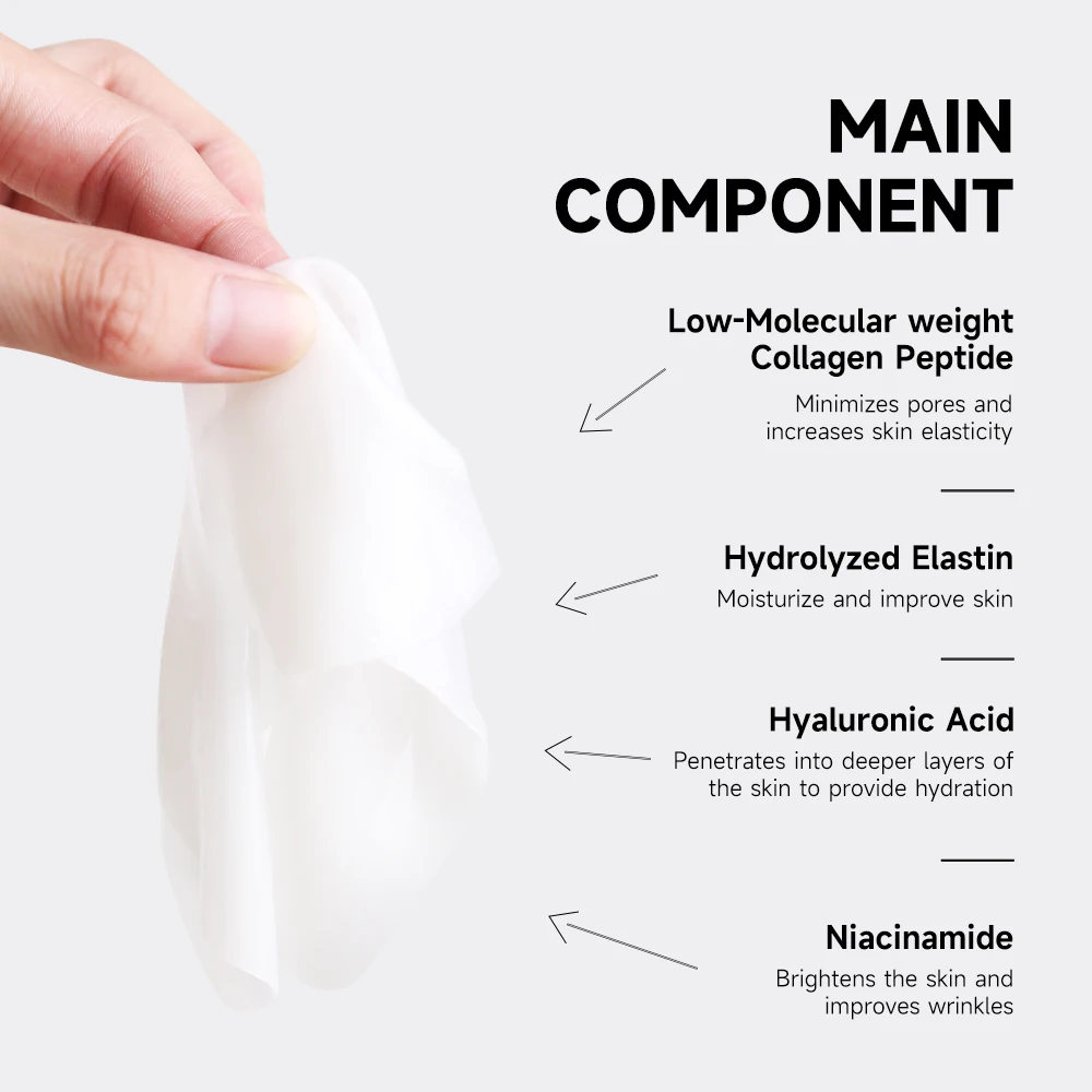 Custom Logo OEM Korean Bio Real Deep Collagen Face Mask Sheet Hydrating Overnight Hydrogel Mask Pore Minimizing