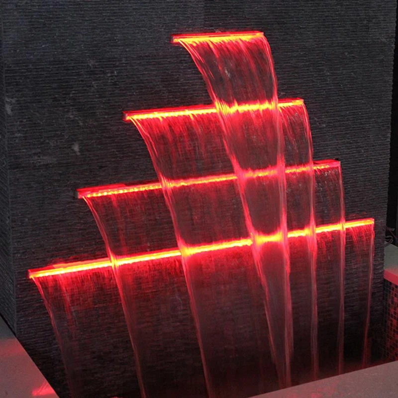Water sheer descent waterfall cascade piscine acrylic swimming pool fountain waterfall with LED light
