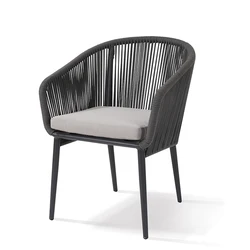 Dining Furniture Outdoor Inside Restaurant Coffee Rope Chairs Woven Seat with Rope Patio Dining Chair