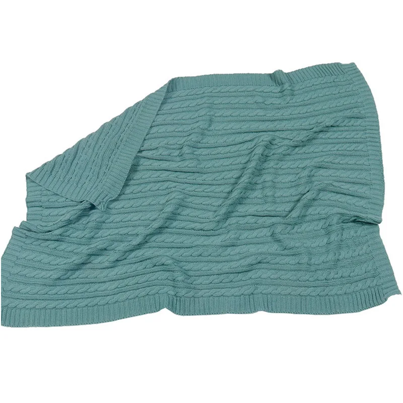 Leesourcing GOTS 100% Organic Cotton Yarn Knit Blanket Baby Swaddle Knitted Blanket