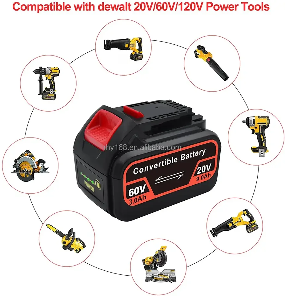 Battery 20V MAX 60V 9000mAh DCB606 Lithium Batteries 18650 For Power Tools Battery Drills Chainsaw Bateria