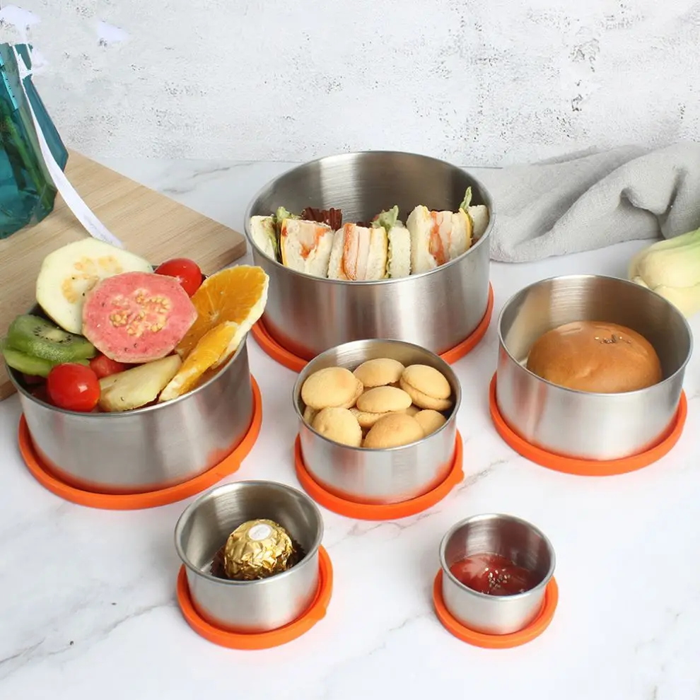 18/8 Stainless Steel Condiments Jars and Food Storage Containers Multiple Size Snack Sauce Pot With High Quality Silicone Lid