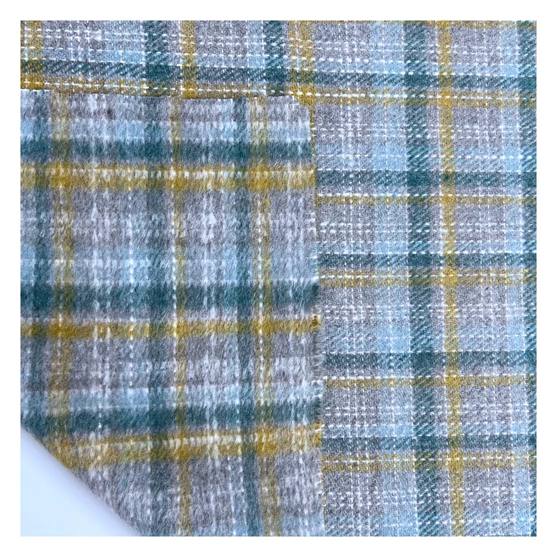Wholesale beautiful herringbone polyester tweed fabric woolen fancy yarn knitted fabric for dress