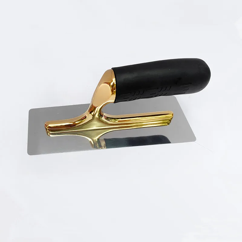 gold plated round corner stainless steel spatula art paint tool stucco mud trowel