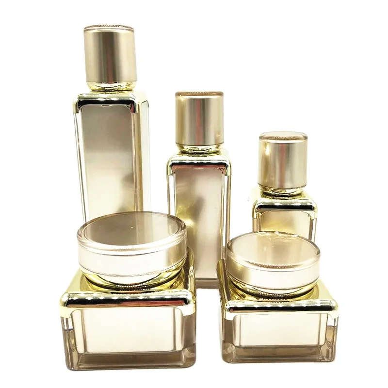 2017 New Acrylic Rose Golden Painting Airless cosmetic plastic pump bottles 50ml 30ml 15ml 30g 50g