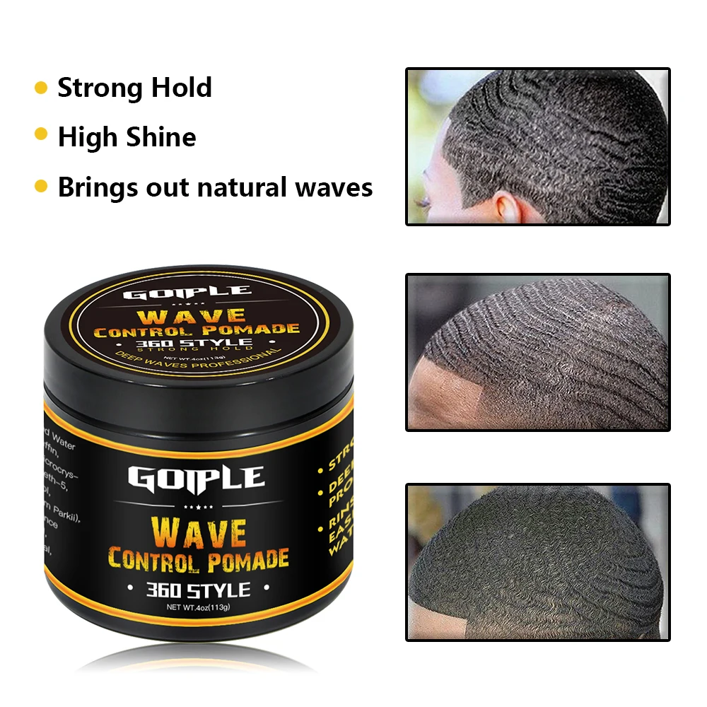 Natural Ingredients Wave Gel Pomade Wax Wave Pomade Private Label Curly Hair Cream for Men 360
