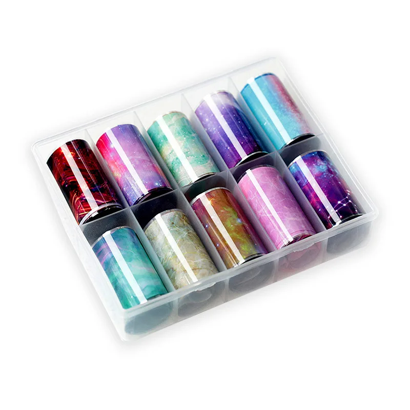 
Mixed 10pcs Nail Foil Transfer Paper Nail Sticker Set 