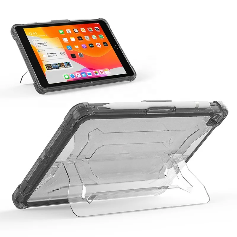 
Ударопрочная прочная задняя крышка из ТПУ для планшетного ПК для iPad Pro 10,2 дюйма 2019 с подставкой + держателем для карандаша 