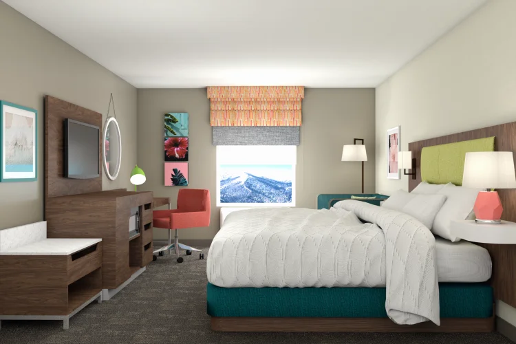 GRT6124 Hotel Furniture Modern King Size Bedroom Sets Custom Upholstered Beds Hampton Inn Hotel Furniture