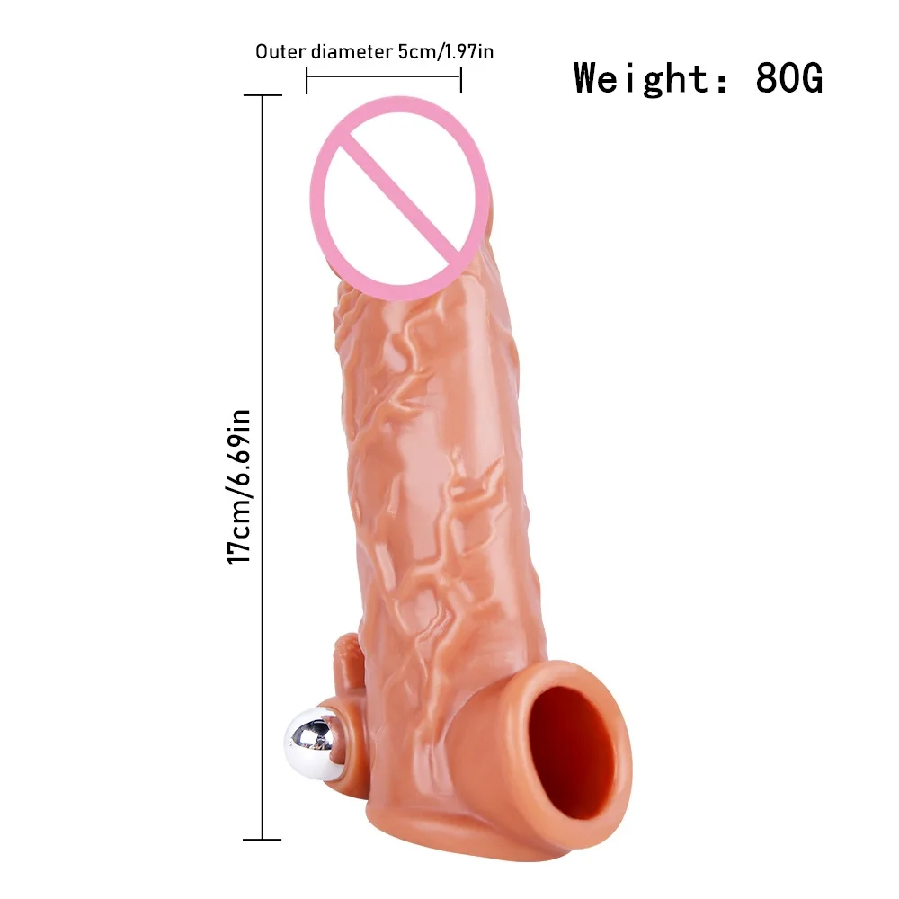 Reusable 5*17CM Penis Sleeve Vibrator Sex products Penis Enlargement sax toys for man Condom Male Cock Extender Dildo Enhancer%