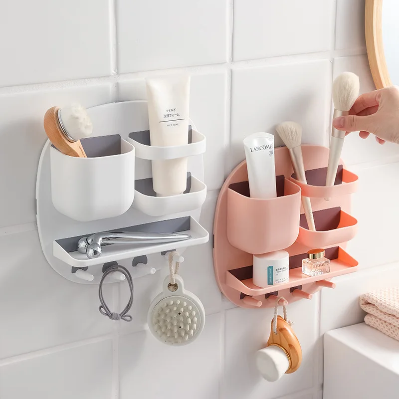 Manufacturer Ningbo Wall mounted Cosmetic Storage holder Bathroom Combo Makeup Organizer Sundries Organizer Home accessories