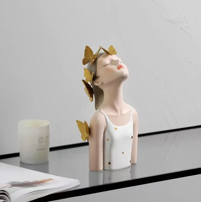 Home Living Room girl bust statue decor resin interior table statue accessories for the apartment