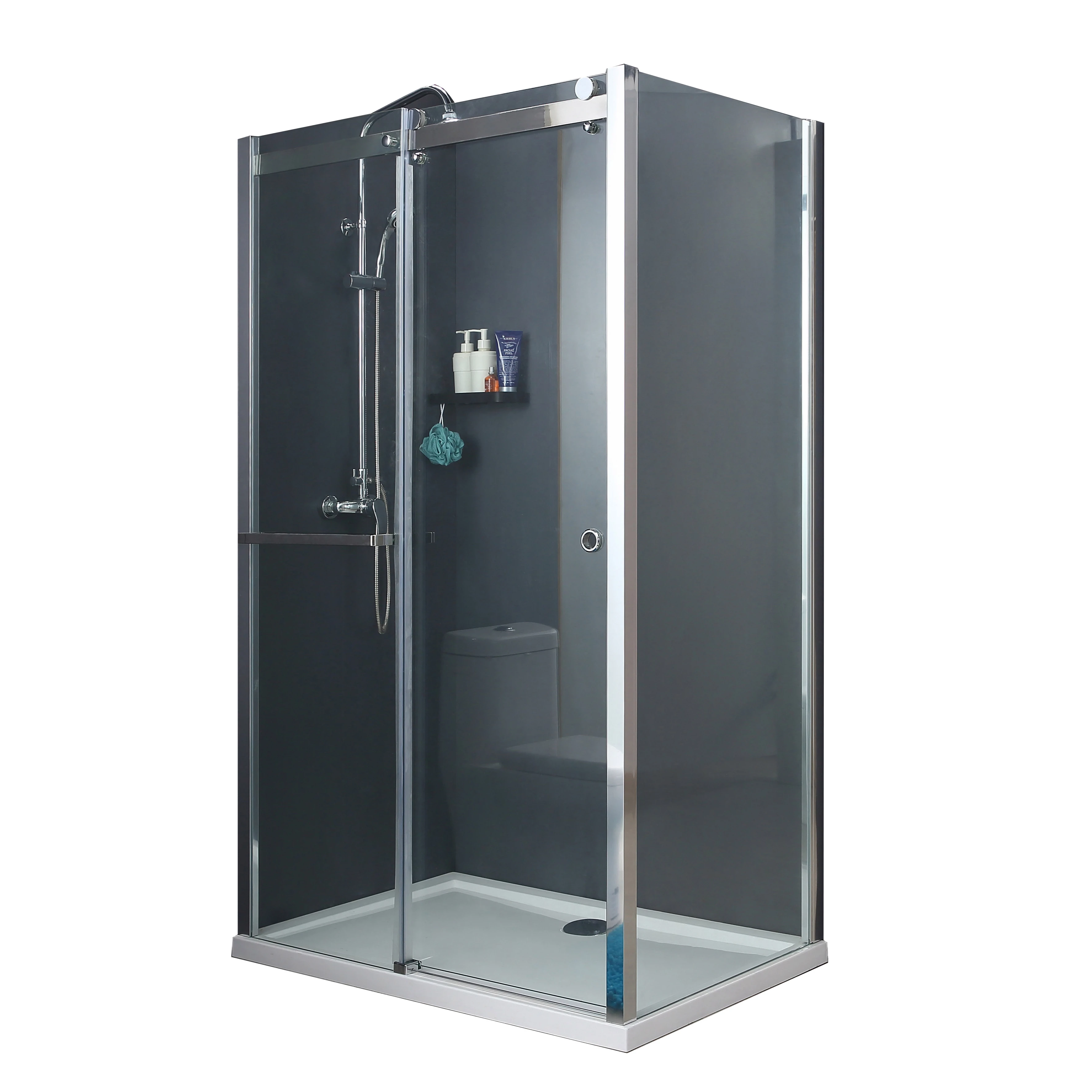 Brass Wheels Hot Sale Big Roller Slide Shower Door Shower Cabin cubic with tray