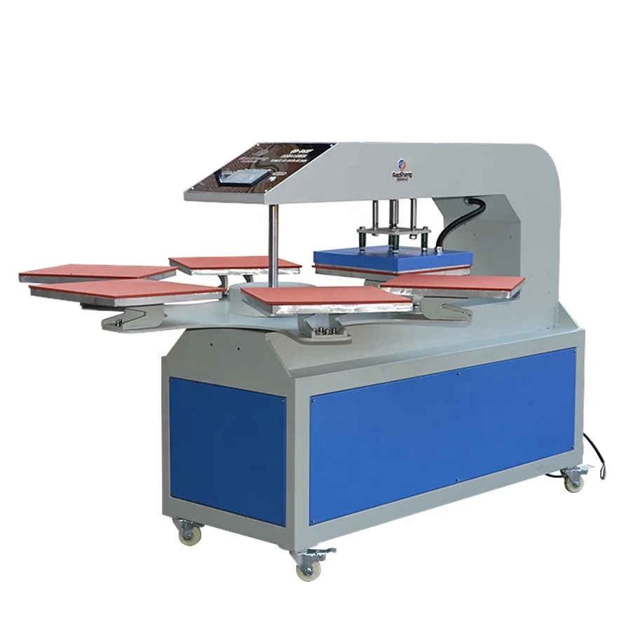 15*15in factory price automatic pneumatic sublimation rotary six worktable heat press machine for t shirt jeans shoes jacket