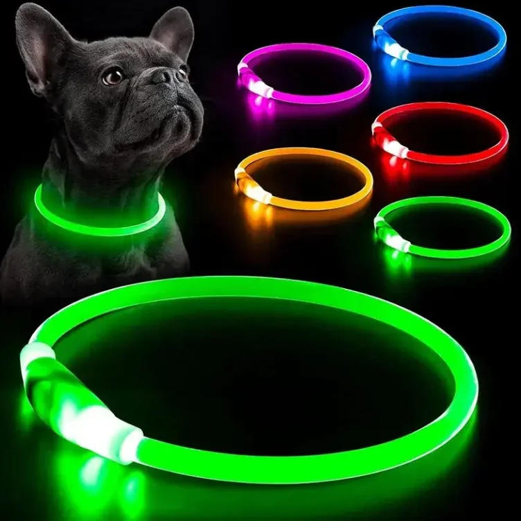 2024 New Usb rechargeable LED illuminates dog pet collar Personalized collar customized dog products