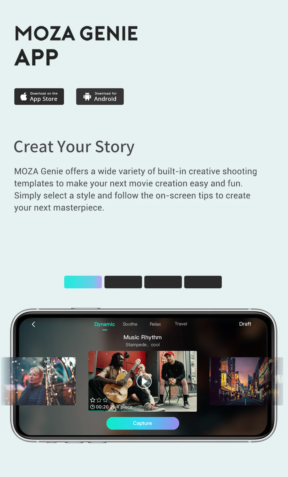 Moza Mini MX anti-shake selfie stick portable vlog 3 axis handheld mobile phone gimbal stabilizer for smart phone
