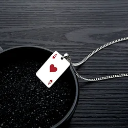 Fashion titanium steel necklace creative poker hearts A spades heart pendants men and women jewelry