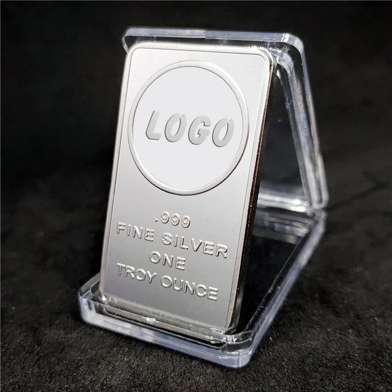 Wholesale High Quality Zinc Alloy Electroplate 999 Pure Metal Silver Bar Square Souvenir Coin
