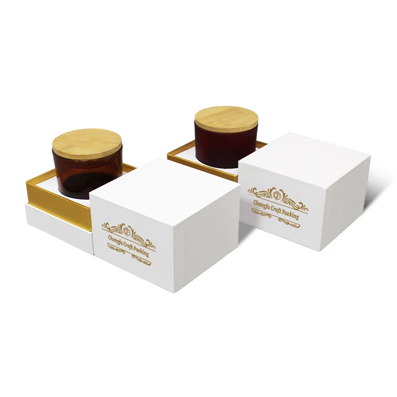 Candle Jars with Lid and Custom White Box Rigid Candle Packaging with Personalized Logo