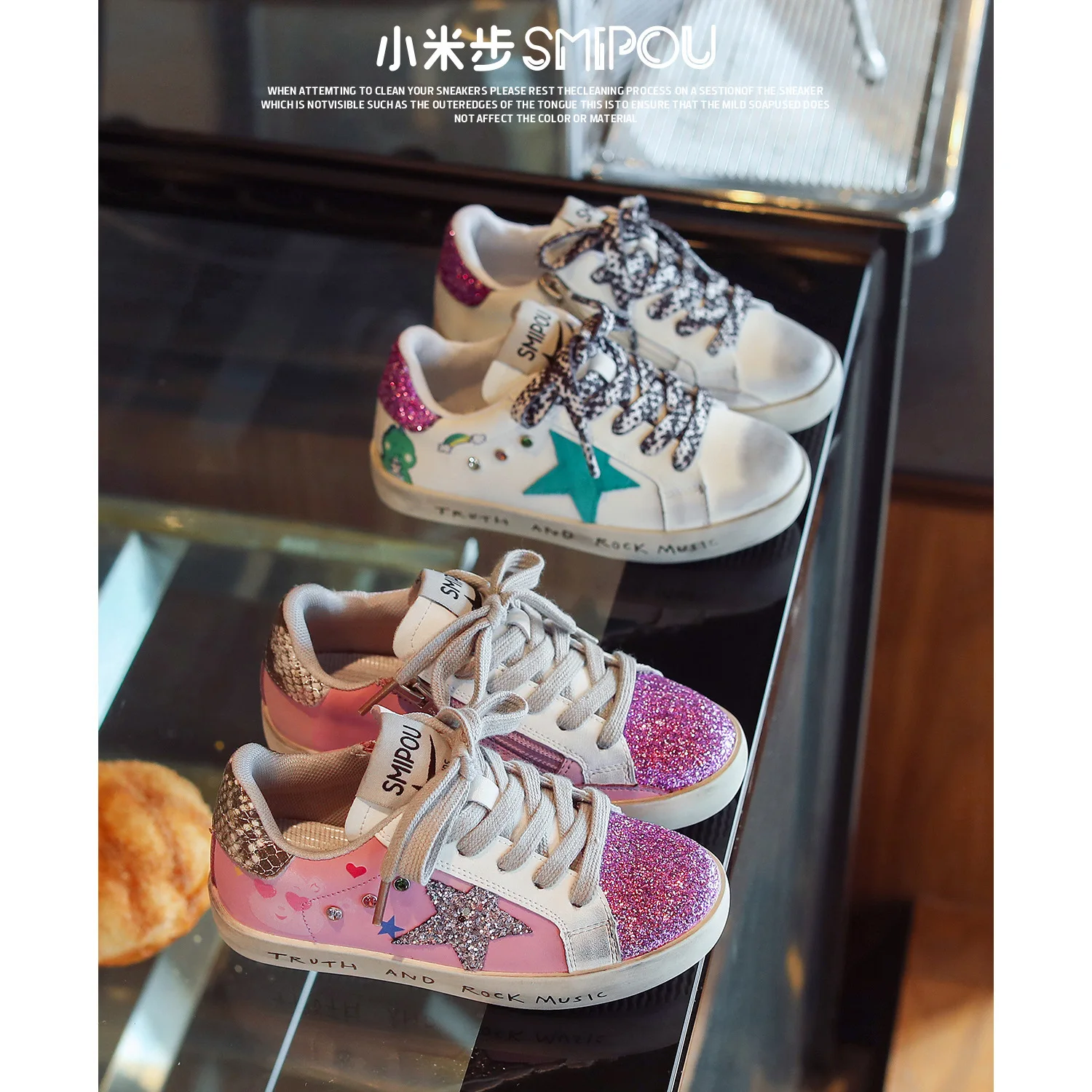 Kids School Shoes Genuine Leather Shiny Retro Golf Children Sport Shoes New Big Girl Luxury Sneaker